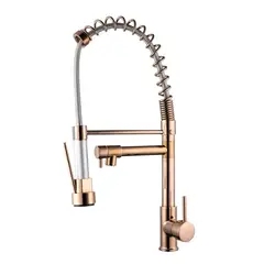 IMPORTADO MC - MEZCLADORA DE COCINA CON DOBLE SALIDA RESORTE ROSA GOLDEN