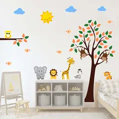 GENERICO - Vinilo Infantil Arbol Naranja safari decoracion Unisex