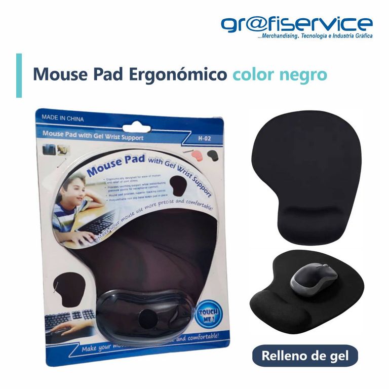 Mouse Pad Ergonómico con Gel Negro