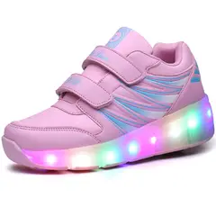 GENERICO - Zapatillas con ruedas y luces LED recargables con USB niñas y niños