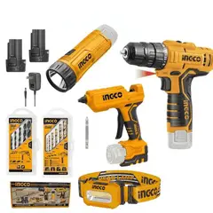 INGCO TOOLS - TALADRO ATORNILLADOR 12V PISTOLA SILICONA LINTERNA INGCO PRO