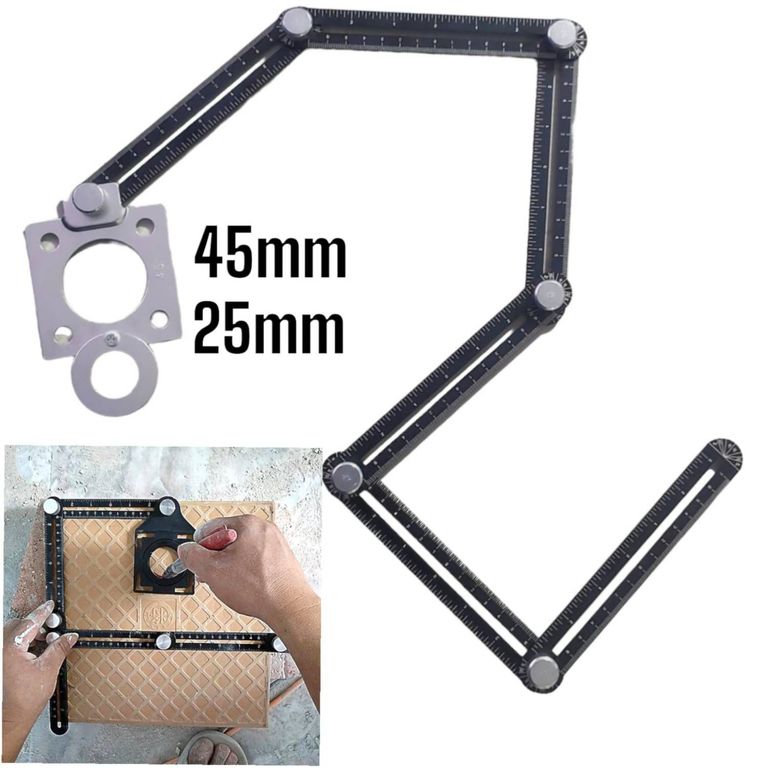 Regla Guia De Perforacion Plegable Silver de Metal Practico y Preciso