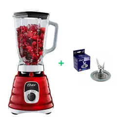 OSTER - Licuadora 3 Velocidades Roja + Cuchilla de 4 Aspas