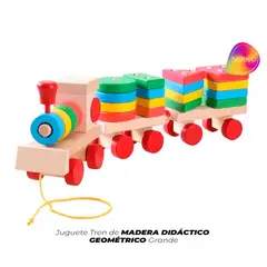 GENERICO - TREN DE MADERA DIDÁCTICO GEOMÉTRICO GRANDE