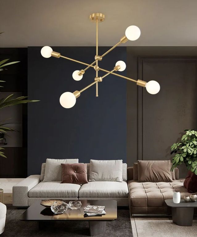 Lámpara de techo Monaco dorado 6 sockets