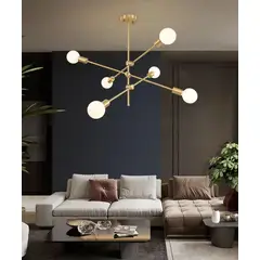 GENERICO - Lámpara de techo Monaco dorado 6 sockets