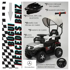 GENERICO - Correpasillo Guiador MERCEDES bluetooth Sonido y Luces Gris