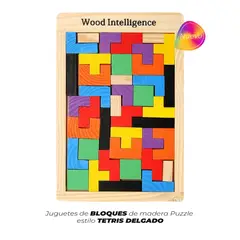 GENERICO - JUGUETE DE BLOQUES DE MADERA PUZZLE ESTILO TETRIS DELGADO