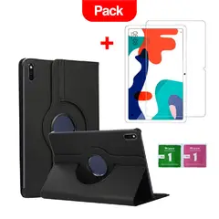 GENERICO - Combo Funda para Huawei Mate Pad 11 Giratoria Negro + Mica Antishock