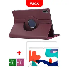 GENERICO - Combo Funda de Huawei MediaPad T5 Giratoria Morado + Mica Resistente