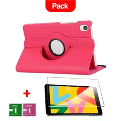 GENERICO - Combo Funda de iPad Pro 2020 12.9" A2229 360° Fucsia + Mica Resistente