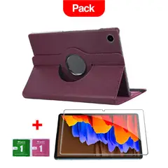 GENERICO - Combo Funda for Samsung Tab S7 11" Giratoria Morado + Mica Resistente