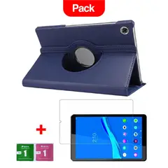 GENERICO - Combo Funda para Universal Tab 9" Giratoria Azul + Mica Resistente