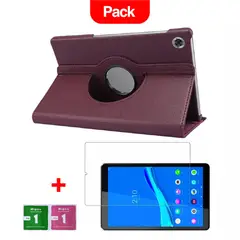 GENERICO - Combo Funda para Universal Tab 9" Giratoria Morado + Mica Resistente