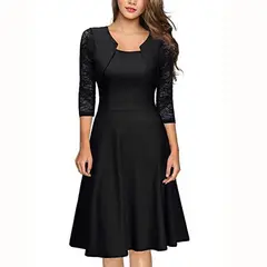 XHCY - Vestido De Cóctel Elegante Con Cuello Cuadrado
