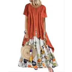 XHCY - Vestido Largo Estampado Suelto Elegante De Mujer