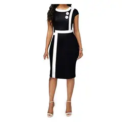 XHCY - Vestido De Mujer De Manga Corta Colorblock Fiesta Cóctel Bod
