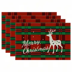 VATYERTY - 4 Piezas/set Diseño Navideño Mantel Individual rojo