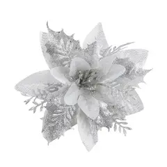 VATYERTY - 10 piezas Navidad Corona de aro de flores artificiales con Clip plata