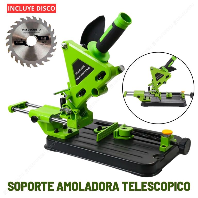 Soporte Amoladora Telescopica Esmeril + Disco Madera