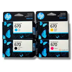 HP - Kit Tinta 670 Cyan, Magenta, Amarillo, Negro