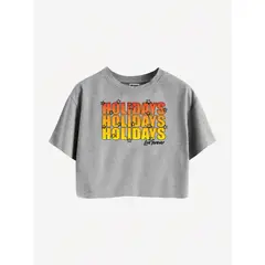 HOLIDAYS - CROP TOP MUJER GRIS TECHNICOLOR COLLECTION