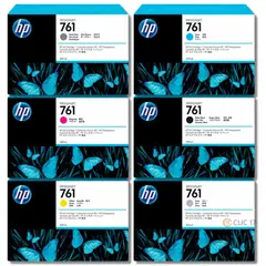 HP - Kit Tinta 761 400ml Yellow Magenta Cyan Dark/Gray Gray Mate Black