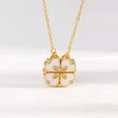 GENERICO - Collar de Trébol de Cuatro Hojas Magnético para Mujer