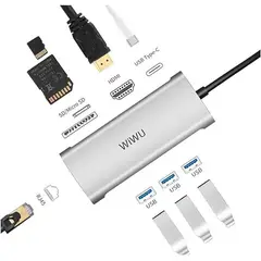WIWU - Alpha 831HRT Usb C Hub 8-en-1 Adaptador Macbook
