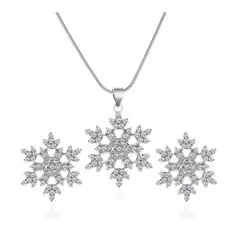 GENERICO - Collar y pendientes con forma de copo de nieve para mujer