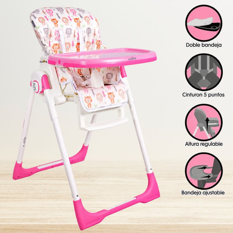 Silla de Comer Graduable para Bebé »NELLY» Pink