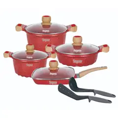 Reyna - Juego de ollas antiadherentes Petra 10pz Rojo