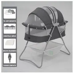 EBABY - Cuna Portátil Plegable Para Bebé »DOLLY» GREY