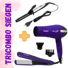 SIEGEN - Tricombo Plancha Alisadora SG-4750+Rizadora 25mm+Secadora SG3130M