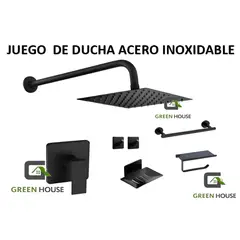 GREEN HOUSE - KIT MONOCOMANDO DE DUCHA CON SALIDA CUADRADA mas toallero
