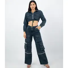 BENCUS JEANS - Casaca Denim Jeans Mujer Manga Larga