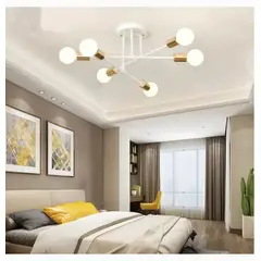 GENERICO - Lámpara de techo getafe blanco con dorado incluye 6 focos