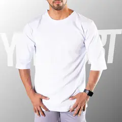 YML SPORT - Oversize Fitness Hombre - Polo Algodón Blanco -