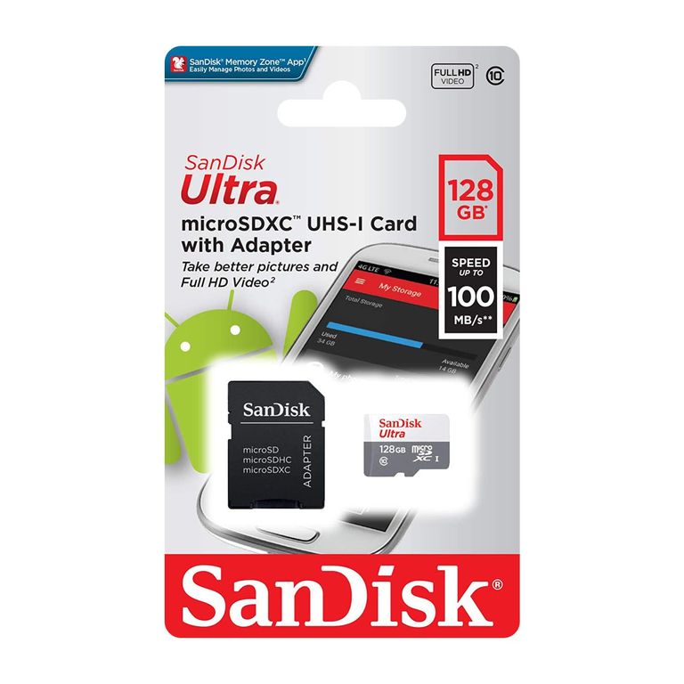 Memoria MicroSD Ultra 128GB C-10 C-Adaptador 100mbS