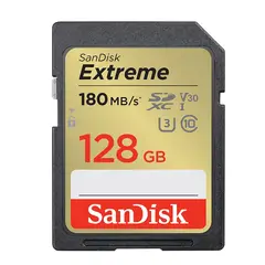 SANDISK - Memoria SD Extreme 128GB 4k UHS-I Clase-10 U3 180mbs