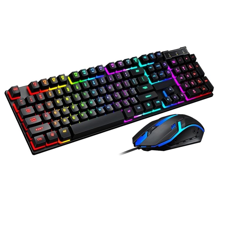 Teclado Gamer con Mouse Iluminado con Led RGB Multicolor - Membrana