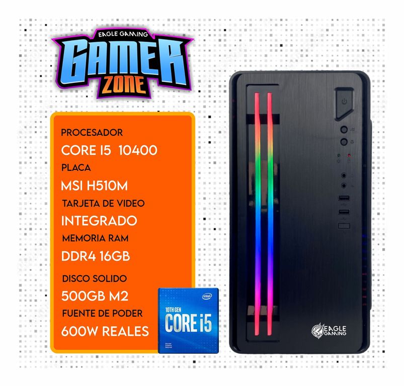 CPU CORE i5 10400 RAM 16GB SSD 500GB Windows 10 computadora PC