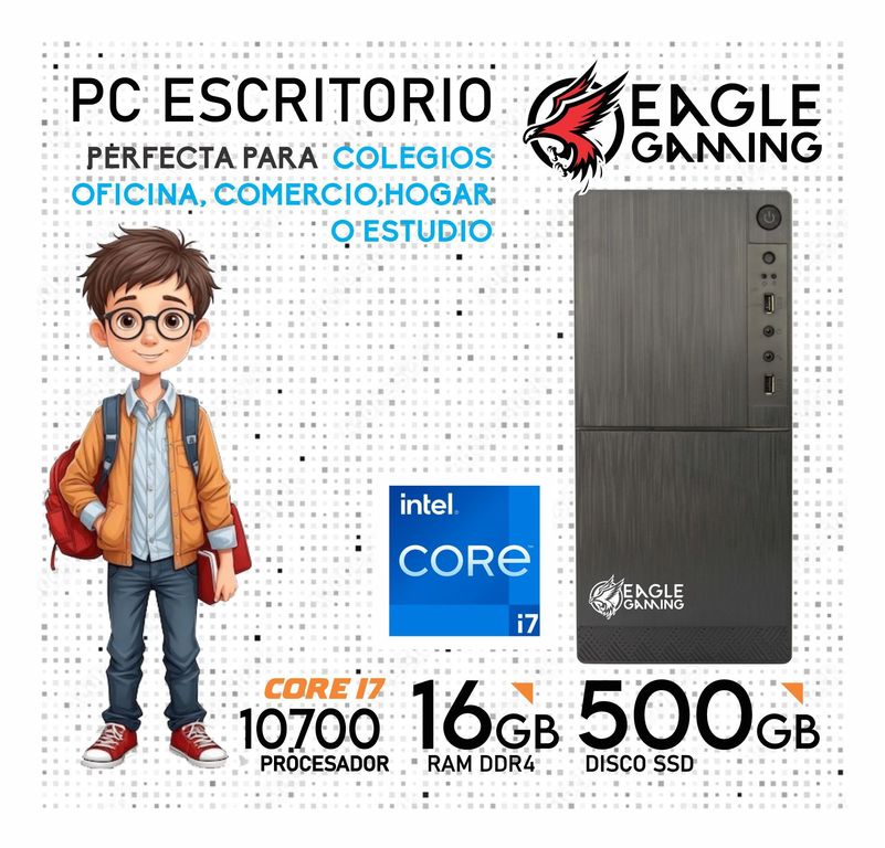 CPU CORE i7-10700 RAM 16GB SSD 500GB Windows 10 computadora PC