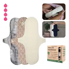 BAMBOO BALANCE - Toalla Higiénica Femenina de Tela Tripack Nocturna Crema