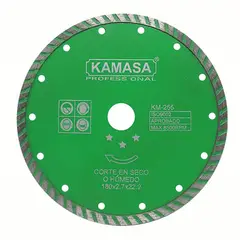 KAMASA - Disco Diamantado Turbo 7" Húmedo Seco Verde KM255