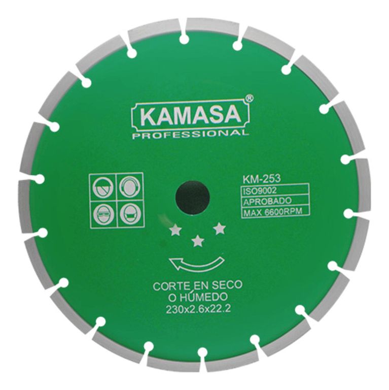 Disco Diamantado Segmentado 9" Húmedo Seco Verde