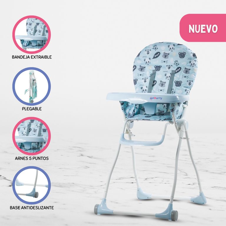 Silla de Comer Plegable para Bebés «ZAZI» Light Blue