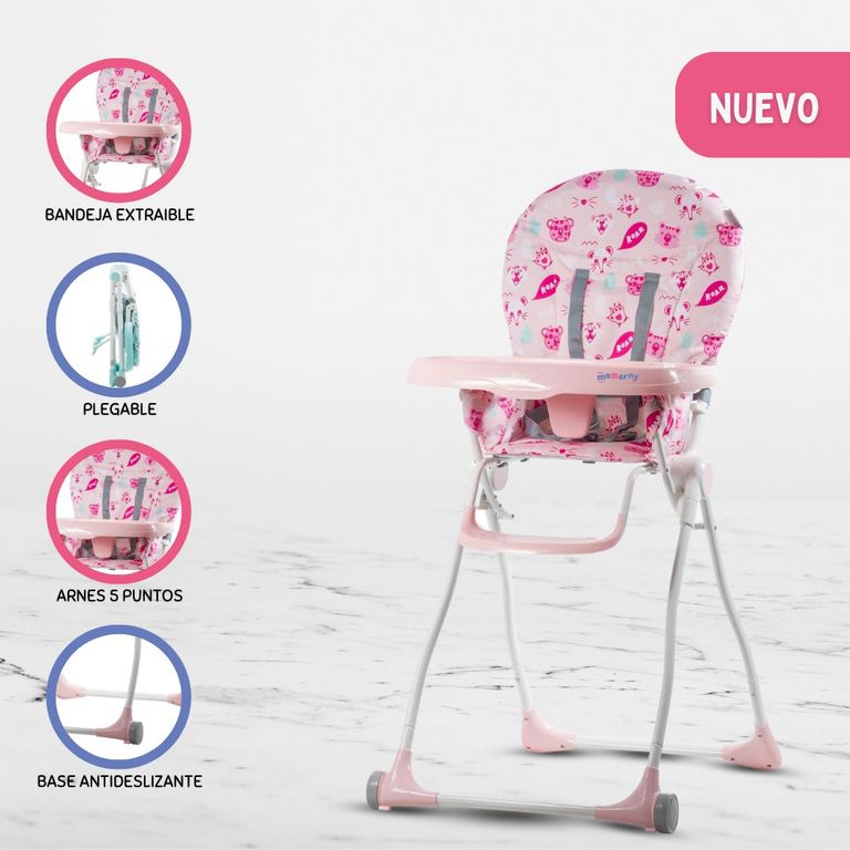 Silla de Comer Plegable para Bebés «ZAZI» Dark Pink