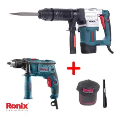 RONIX - Combo Martillo Demoledor 5.8 KG 2809 + Taladro Percutor 2214