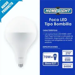 HOME LIGHT - FOCO LED HIGH POWER 70W TBOMBILLA LUZ DIA